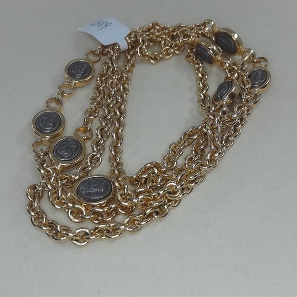 Vintage Gold-Tone Double-Sided Coin Medallion Chain Necklace – 38” - Picture 4 of 4